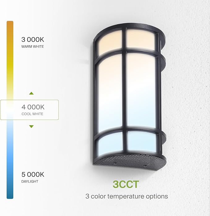 ASD LED 12" Half Cylinder Wall Light, Outdoor Patio Sconce | 3CCT, Stainless Steel, Waterproof, Energy Star, ETL Listed | 15W 1010LM 3000-5000K 100-277V | Exterior Lighting | Dark Bronze, 4 Pack