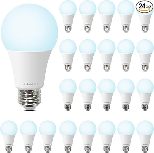 Light Bulbs, 100 Watt Equivalent LED Bulbs A19, 5000K Daylight Light Bulbs, E26 Standard Base, 1500 Lumens, Non-Dimmable, 13W Bright White LED Bulb for Bedroom Home Office, 24 Pack
