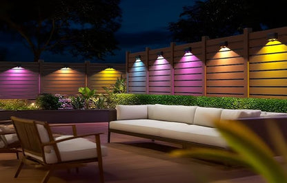 Outdoor Deck Lights 24 Packs, Smart RGBCW Fence Light, 100+ Scene Modes, Dual Lens LED String Lights with APP/Voice/Remote Control, IP65 Waterproof for Halloween Christmas Decor, 157ft White