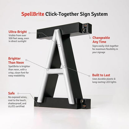 SpellBrite CAFE Sign | Cafe-Related Sign with Neon Look, White LED Light Source | 16.4" x 6.3"