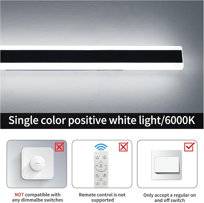 57inch Exterior Wall Light Fixture, 6000K Cold White, Modern Long Outdoor Wall Sconce, IP65 Waterproof, 50W, Black Minimalist Outside LED Strip Lights for Garage, Patio, Balcony, Fence