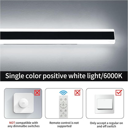 57inch Exterior Wall Light Fixture, 6000K Cold White, Modern Long Outdoor Wall Sconce, IP65 Waterproof, 50W, Black Minimalist Outside LED Strip Lights for Garage, Patio, Balcony, Fence