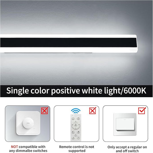 71inch Exterior Wall Light Fixture, 6000K Cold White, Modern Long Outdoor Wall Sconce, IP65 Waterproof, 60W, Black Minimalist Outside LED Strip Lights for Garage, Patio, Balcony, Fence