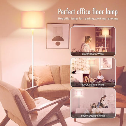 Floor Lamp, Standing Lamp, Short Floor Lamps with Pink Lampshade, 59" Tall Lamps for Bedroom, Foot Switch, Simple Corner Pole Lamp for Kids Room, Girls Room, Living Rooms, Office(NO Bulb, E26 Base)