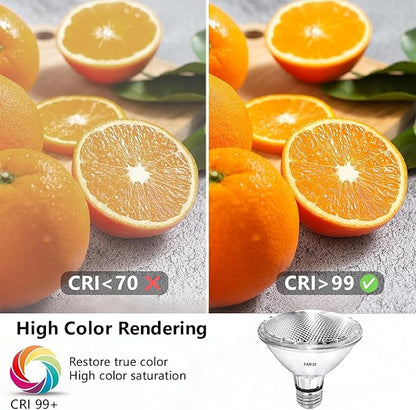 PAR30 Short Neck Halogen Flood Light Bulbs, 120V 50W PAR30 Light Bulb, Dimmable, High Output, E26 Medium Base, 2700K Warm Lighting, 3000 Hours for Recessed Light Bulb(6 Pack)