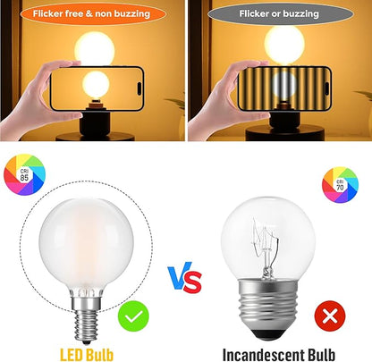 G16.5 LED Light Bulb 40W Equal 4W Type G Bulb,Dimmable Frosted E12 Globe Bulb,Round Candelabra Light Bulbs for Chandelier,Bathroom Vanity,Pendant,Warm White 2700K 400LM,Pack of 2