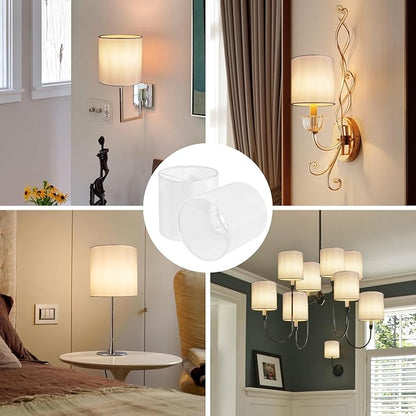 Chandelier Lamp Shades, Small Lamp Shades Clip-on Bulbs Only for Candelabra Bulbs, White Chandelier Shades 6 Pcs, Mini Lampshades for Chandeliers 5.1" X 5.1" X 5.3, Home Decor Fabric Linen Lampshade