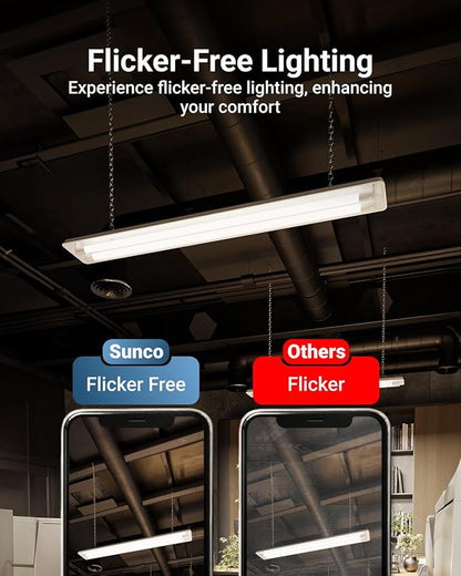 Sunco 10 Pack T8 LED Bulbs 4 Foot, LED Fluorescent Tube Replacement, 4ft LED Tube Light, Ballast Bypass, 18W, 2200 LM, Selectable CCT 3000K/3500K/4000K/5000K/6000K, Single Ended Power, Frosted Lens UL