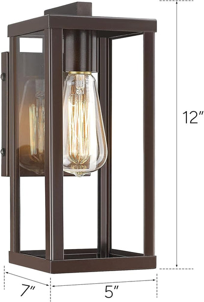 Outdoor Wall Lantern, Exterior Wall Mount Lights, Outdoor Wall Sconces, Wall Lighting Fixture, Outdoor Wall Lantern, Wall Lamp in Oil Rubbed Finish with Clear Glass (ORB, 2 Pack)