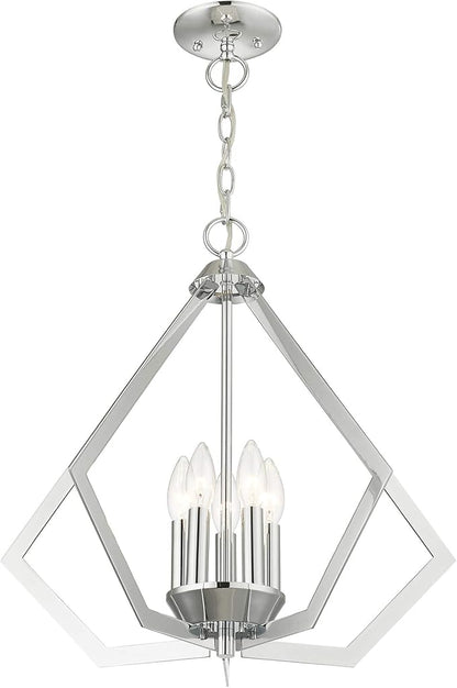 Livex Lighting 40925-05 Transitional Five Light Chandelier from Prism Collection Finish, Polished Chrome