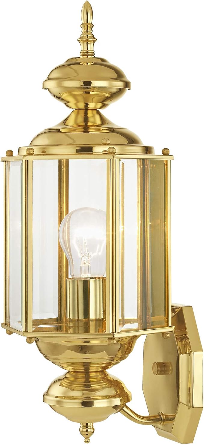 Livex Lighting 2006-02 Basics 1 Light PB Outdoor Wall Lantern, Polished Brass