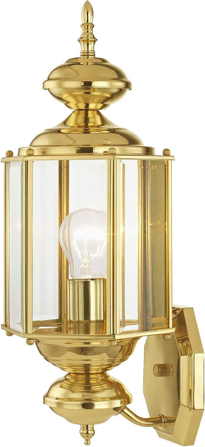 Livex Lighting 2006-02 Basics 1 Light PB Outdoor Wall Lantern, Polished Brass