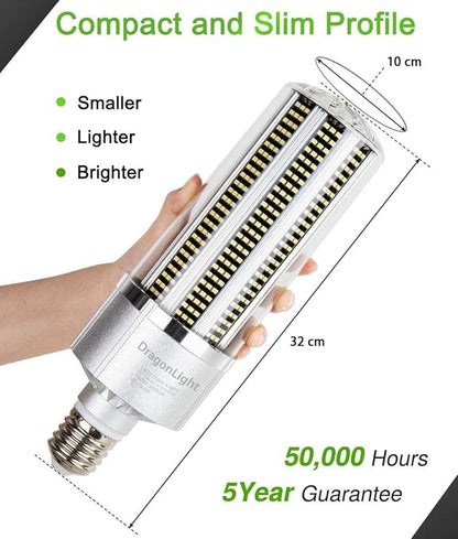 DragonLight 240W Commercial Grade Corn LED Light Bulb (1000 Watt Metal Halide/HID/HPS Replacement) E39 Large Mogul Base LED Lamp 3000K Warm White 32,400LM for High Bay Area Lighting