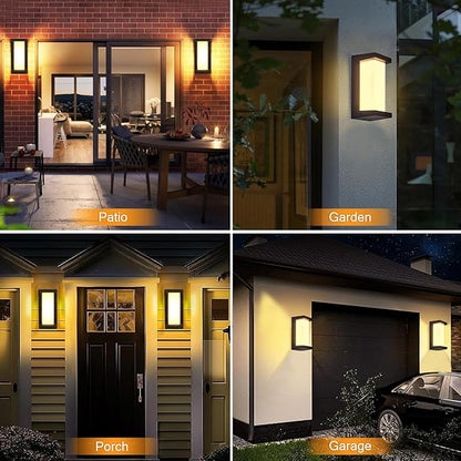 wowlite Outdoor Wall Lights for House 2 Pack, LED Exterior Lighting Fixtures 3 Colors Changeable, Matte Black Outdoor Sconce Lights, IP65 Waterproof Front Porch Light for Garage Garden Patio