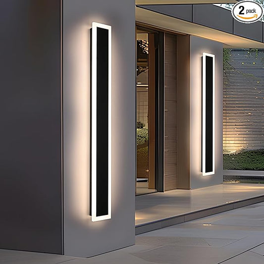 MELUCEE 2pcs 48in Long Outdoor Wall Lights Exterior Dimmable LED Wall Lights Long Outdoor Wall Sconce IP65 Waterproof, LED Linear Exterior Lights for Patio Garden Garage Front Door, 3000K-6000K