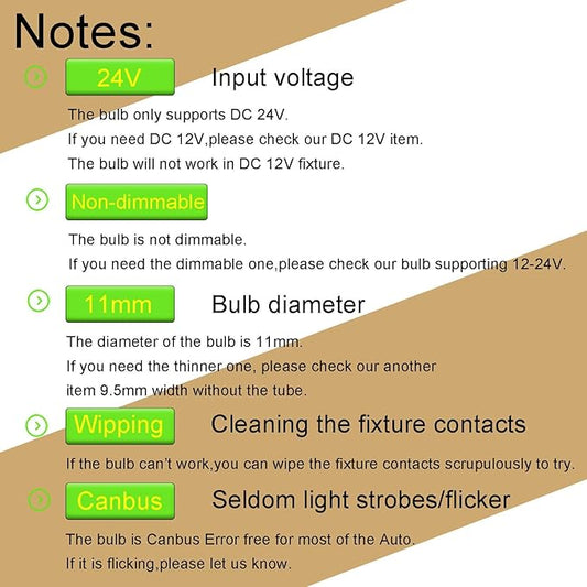 44mm DC 24V Warm White Festoon LED Bulb,578 569 LED Bulbs 211-2 Navigation Bulb for Truck Interior Dome Reading Map Cargo Lights Non Polarity(Pack 6)