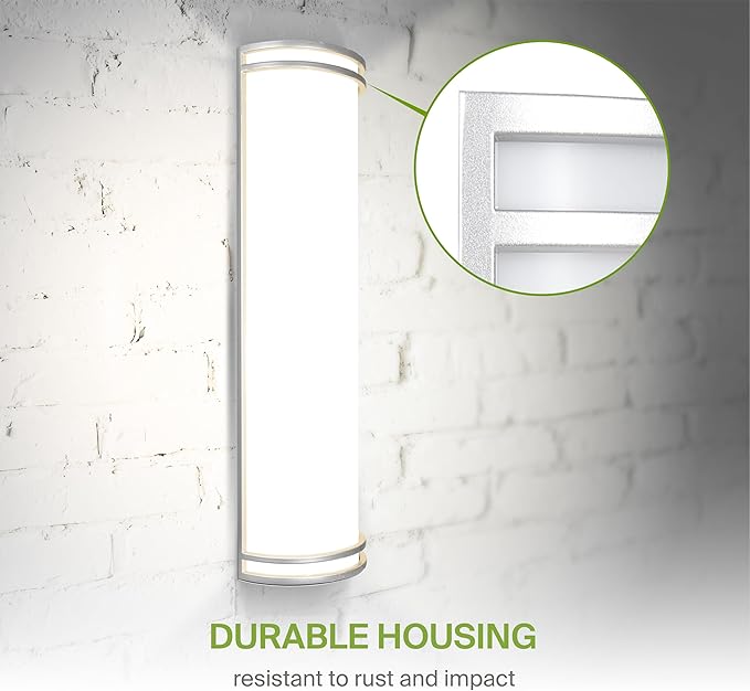 ASD 24 Inch Smart RGBW LED Outdoor & Indoor Wall Mount Light Fixture - Nickel RGB Wall Sconce Exterior Lighting - 120-277V 23W 2700-6500K Dimmable, Remote Control, Alexa - Front Door, Patio ETL