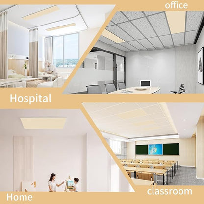 2pcs Fluorescent Light Covers - Light Covers for Ceiling Lights Classroom, Magnetic Light Filters for Office, Hospitals, Home 4 x 2 Feet (warm yellow)