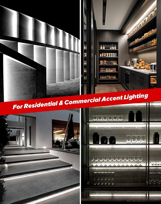 Shine Decor COB LED Rope Light AC 120V, 800lm Ultra Bright, IP65 Waterproof Cold-Resistant ETL Neon Strip, No Driver Tape Lighting for Home Commercial 10x4.5mm, 6000K Cool White, 82ft