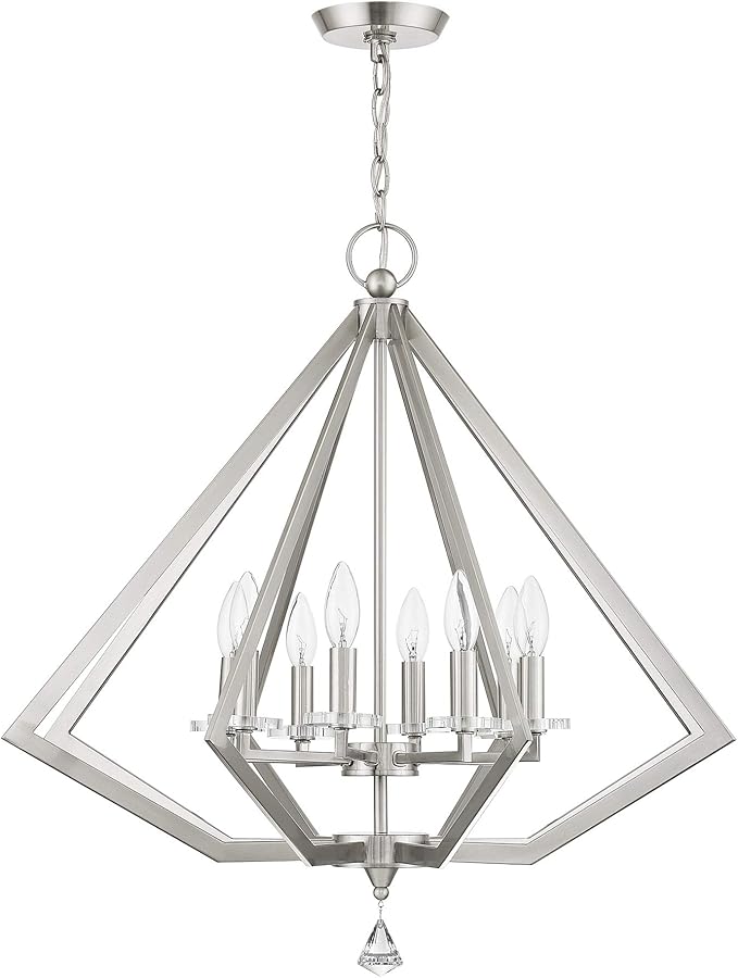 Livex Lighting 50668-91 Diamond 8-Light Chandelier, Brushed Nickel