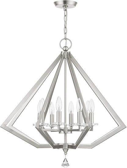 Livex Lighting 50668-91 Diamond 8-Light Chandelier, Brushed Nickel