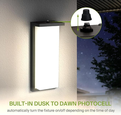 ASD LED 14" Outdoor Wall Light, Dusk to Dawn Front Door House Sconce | 3CCT, Photocell, Waterproof, ETL Listed | 20W 1900LM 3000-5000K 120V | Exterior Lighting Fixture, Porch Lamp | Black, 4 Pack