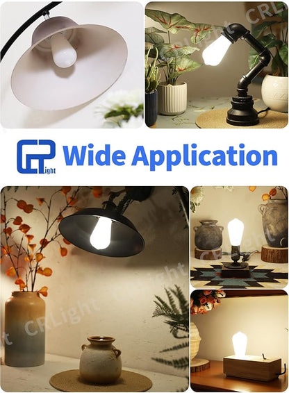 CRLight Dimmable Opal LED Edison Bulbs - 6W (65W Eqv) 650LM 4000K Neutral White, ST58 = ST19 E26 Base, Coated Inside White Milky Glass Vintage Filament Light, 10 Pack