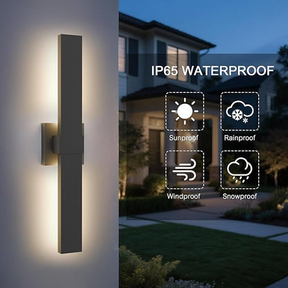 LamQee 23.6 In Aluminum Long Outdoor Wall Lights, 3000K 1303LM LED Waterproof IP65, Modern Exterior Lighting Fixture Linear Outdoor Sconce Wall Mount Outside Lighting for House Porch Patio Garage Door