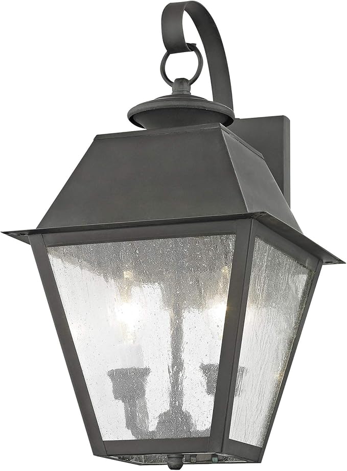 Livex Lighting 2165-29 Transitional Three Light Outdoor Wall Lantern from Mansfield Collection in Pwt, Nckl, B/S, Slvr. Finish, Vintage Pewter