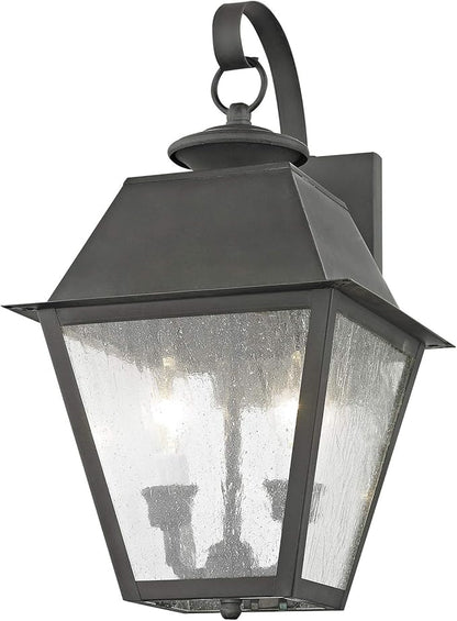 Livex Lighting 2165-29 Transitional Three Light Outdoor Wall Lantern from Mansfield Collection in Pwt, Nckl, B/S, Slvr. Finish, Vintage Pewter