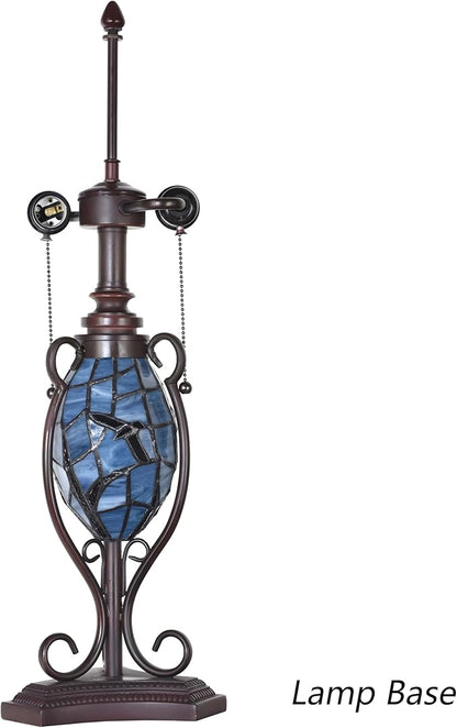 Bieye L10954 Raven Sitting on Bare Tree Branch in Full Moon Night Tiffany Style Stained Glass Table Lamp for Home Decor (Dark Blue, 16Wx24H)