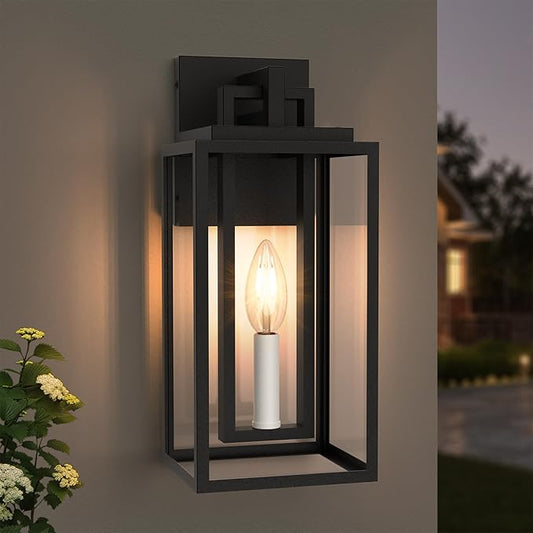 Modern Outdoor Wall Lights, 14In Exterior Lighting Fixtures with White E12 Base, Wall Mount Lantern Waterproof Outside Sconce for House Porch Patio Yard Front Door