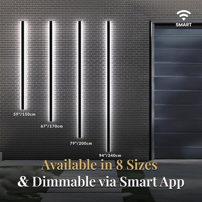 𝗠𝗢𝗗 𝗟𝗜𝗚𝗛𝗧𝗜𝗡𝗚 Waterproof Outdoor Wall Light with Smart Home App, Wi-Fi/Bluetooth, Adjust 3000K-6000K & Brightness, LED Long Porch Lights with App Control, 1-Pack (79" | Smart Home)