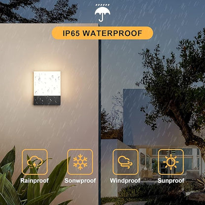 Modern Outdoor Led Wall Light, 24W 3000K Wall Porch & Patio Light,Exterior Hardwired Wall Light Fixtures,IP65 Waterproof Square Wall Lamp for Garage, Front Door,House Yard(Black,2-Pack)