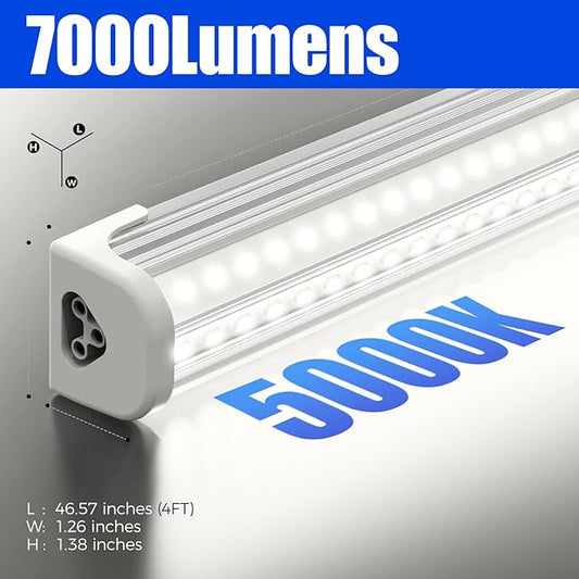 Barrina T8 LED Shop Lights for Workshop 4FT, 50W, 5000K, ‎Daylight White, Clear Cover, Ceiling, V-Shape Shop Light Fixture, Garage, Warehouse, Basement, ETL Listed, 2 Packs