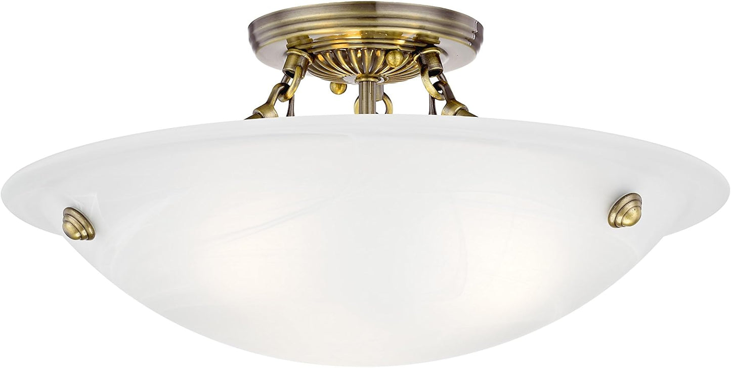 Livex Lighting 4273-01 Oasis 3-Light Ceiling Mount, Antique Brass