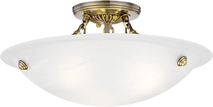 Livex Lighting 4273-01 Oasis 3-Light Ceiling Mount, Antique Brass