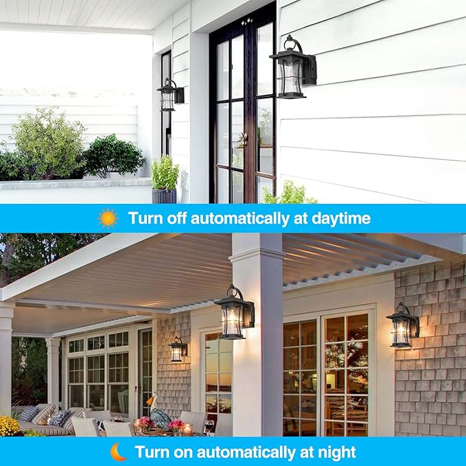 Outdoor Lighting Fixtures Wall Mount, 1-Light 15''H Dusk to Dawn Exterior Light for House Outdoor Wall Lantern with Clear Glass for Front Porch Patio Garage (15'' H with Outlet, 1 PC)