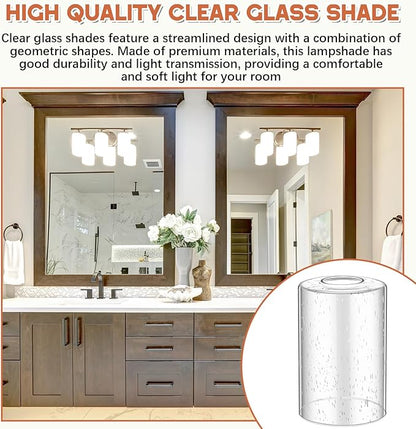 3 Pcs Clear Bubble Seeded Glass Shade Replacements for Pendant Light Fixtures Glass Lamp Shade Cover, 1-5/8 Inch Fitter E26 Base, 4"w x 6"h, Replacement Lamp Globe for Chandelier Wall Sconce