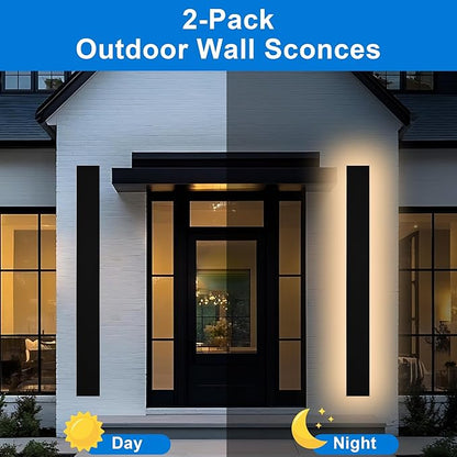 Modern Outdoor Wall Lights 60 Inch Black Linear Exterior Light Fixtures Wall Mount, Porch Lights Outdoor Wall Sconce, Long Wall Light Fixture Outside for Garage Patio, 3000K-6000K 5CCT
