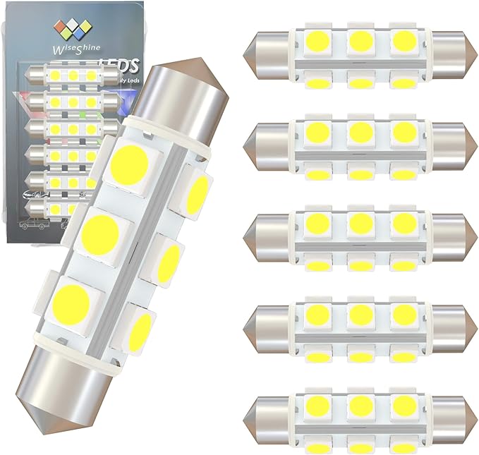 44mm DC 12V 578 569 Festoon LED Bulb Extremely Super Bright 6000K White,561 562 566 Led Light Bulb for Automotive Interior Reading Lights (Pack 6)