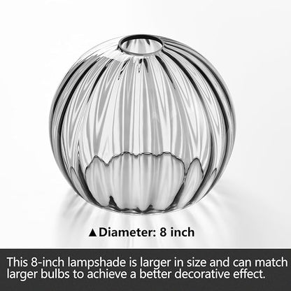 Clear Glass Shade,Replacement Globe & Cover for Lighting Fixture, 8" Diameter, Replacement with 1.65 Inch Fitter for Wall Lamps Chandeliers or Ceiling Light (2, 8Inch - Gray Glass)