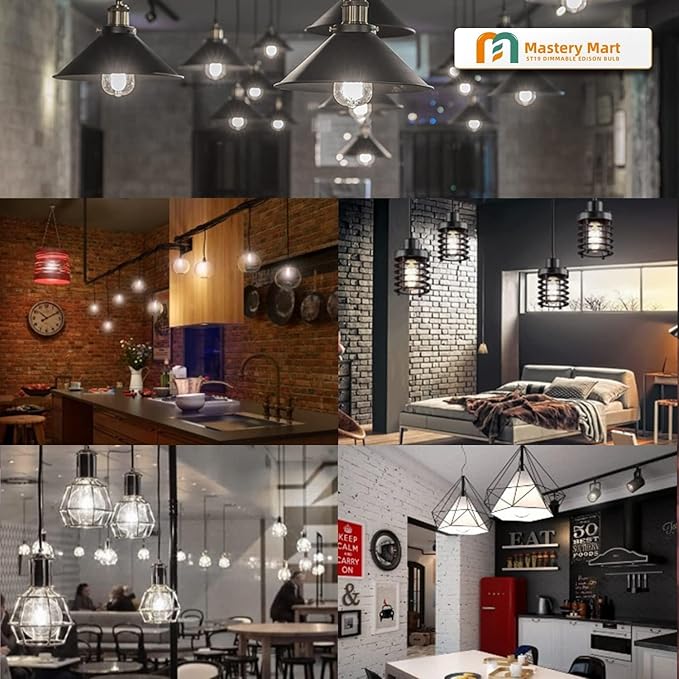 MASTERY MART 36 Pack Vintage LED Edison Bulbs, E26 Led Bulb 5.5W Equivalent to 60W, Dimmable, Soft White 2700K, High Brightness ST58 Antique LED Filament Bulbs, Clear Glass