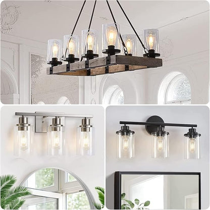 6-Pack Clear Glass Shade Replacements, Cylinder Glass Lamp Shade Covers for Light Fixtures, 5.5In Height, 3.54In Diameter, 1.65In Fitter Globe Glass Shades for Islands Pendant Chandeliers Wall Sconces