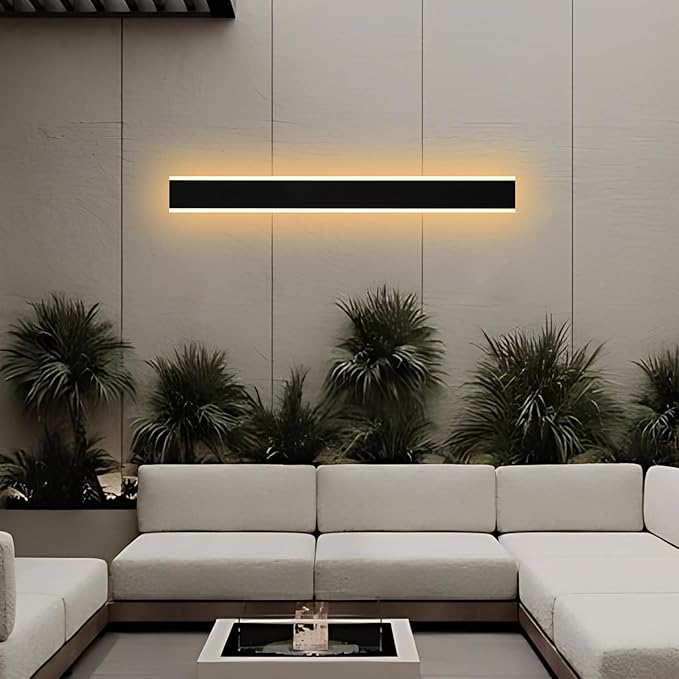 Yaohong 48 inch Outdoor Long Wall Lights for House, 2 Pack LED Dimmable Black Exterior Wall Sconce IP65 Waterproof Outdoor Porch Lights Wall Mount for Living Room Patio Corridor Courtyard