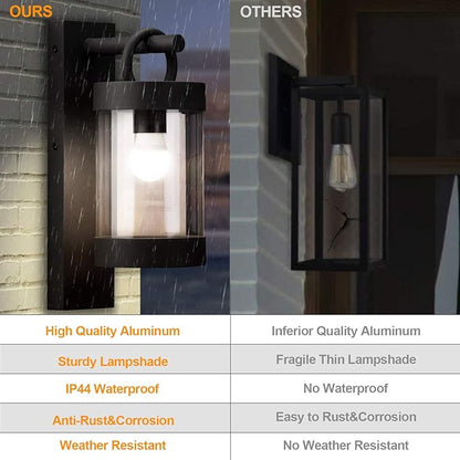 Wall Light Outdoor Lantern with Dusk to Dawn Sensor E26 Bulb (Not Include) Wall Mount Hang Lamp Wall Sconce Lighting Photocell Lights for Porch Front Door Garden IP44 Waterproof Max 28W