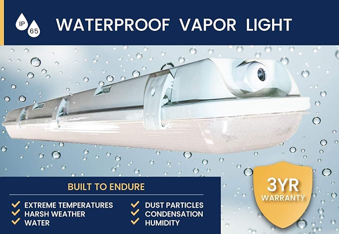 Orilis 2 FT 4500K 36W LED Vapor Tight Lights | Commercial Indoor/Outdoor Hardwired IP65 Waterproof Fixtures | 3600 Lumens | Detachable LED Strips (10-Pack)
