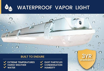 Orilis 2 FT 4500K 36W LED Vapor Tight Lights | Commercial Indoor/Outdoor Hardwired IP65 Waterproof Fixtures | 3600 Lumens | Detachable LED Strips (10-Pack)