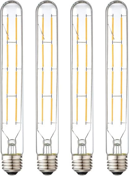 XININSUN T10 Led Bulb, 8.9 Inch Long Tubular Led Light Bulbs, 80Watt Equivalent, 800lm, Dimmable, Clear Glass, E26 8W LED Edison Tube Lamp Bulb,4 Pack. (Soft White-3000K)