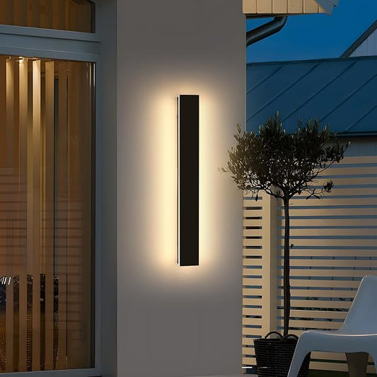23.6inch Modern LED Wall Sconce, 3000K Warm White Outdoor Lights, IP65 Waterproof, Black Aluminium, Minimalist Wall Light Fixture, AC 85-265V, 24W, Wall Lamp for Yard, Patio, Garage, Porch